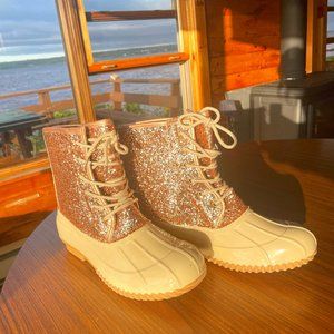Sugar - Women's Rose Gold Glitter Duck Boots - Women's Sz 10 NWOT